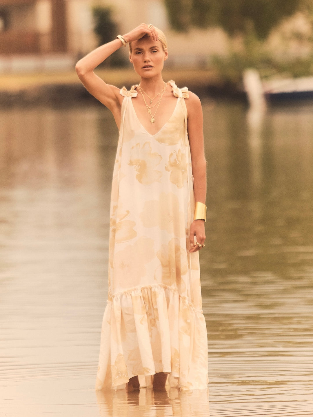 fitted lace wedding dress Aurora Ruffle Maxi Dress | Womens Floral Maxi Dress