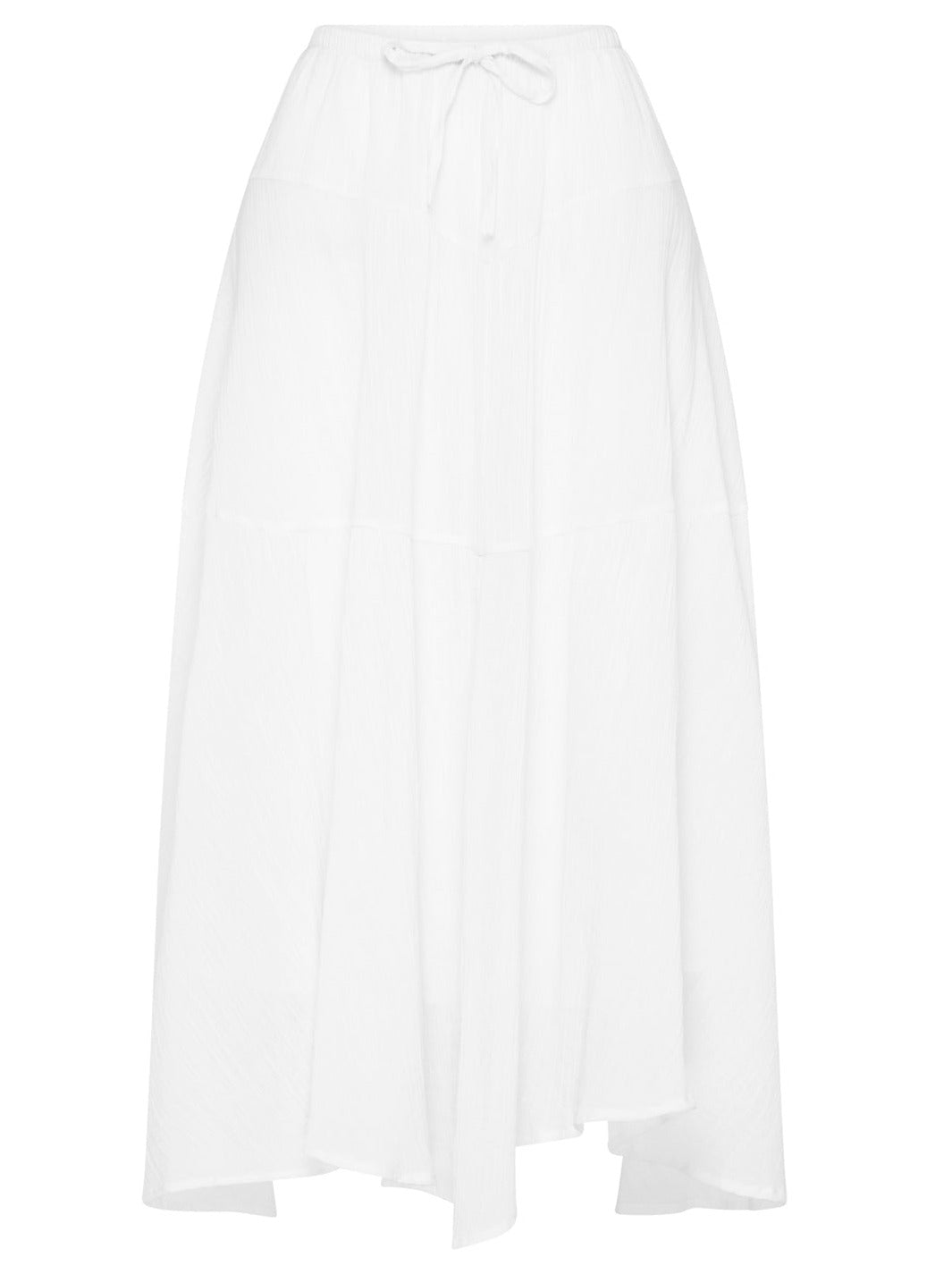 Womens boho white cotton maxi skirt ghost mannequin image front