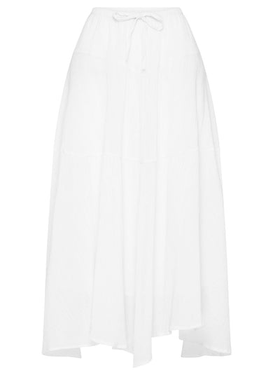 Womens boho white cotton maxi skirt ghost mannequin image front