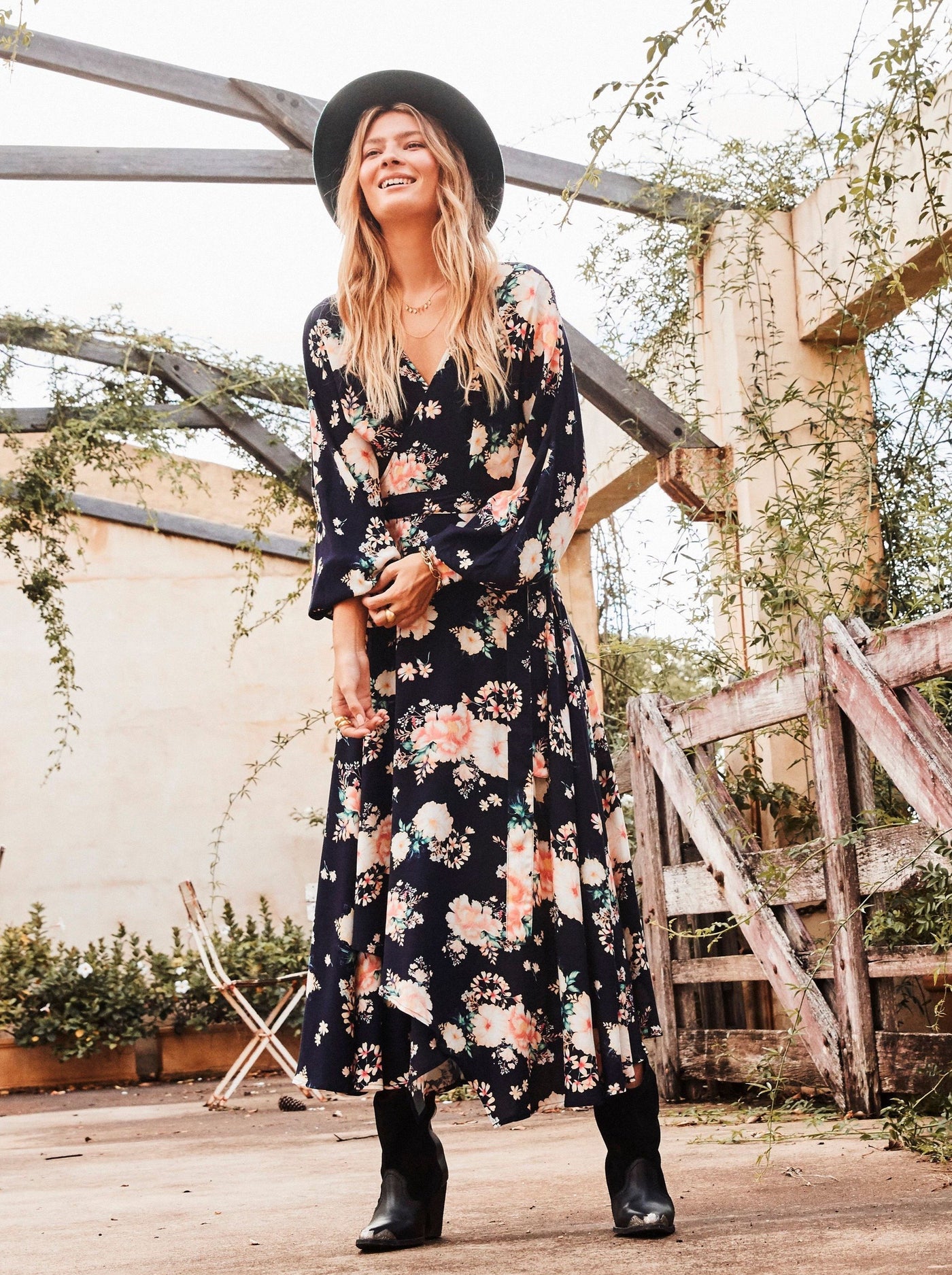 Dark Floral Wrap Maxi Dress | Womens Boho Wrap Dress | Hana The Label Dark Floral Wrap Maxi Dress | Womens Boho Wrap Dress | Hana The Label