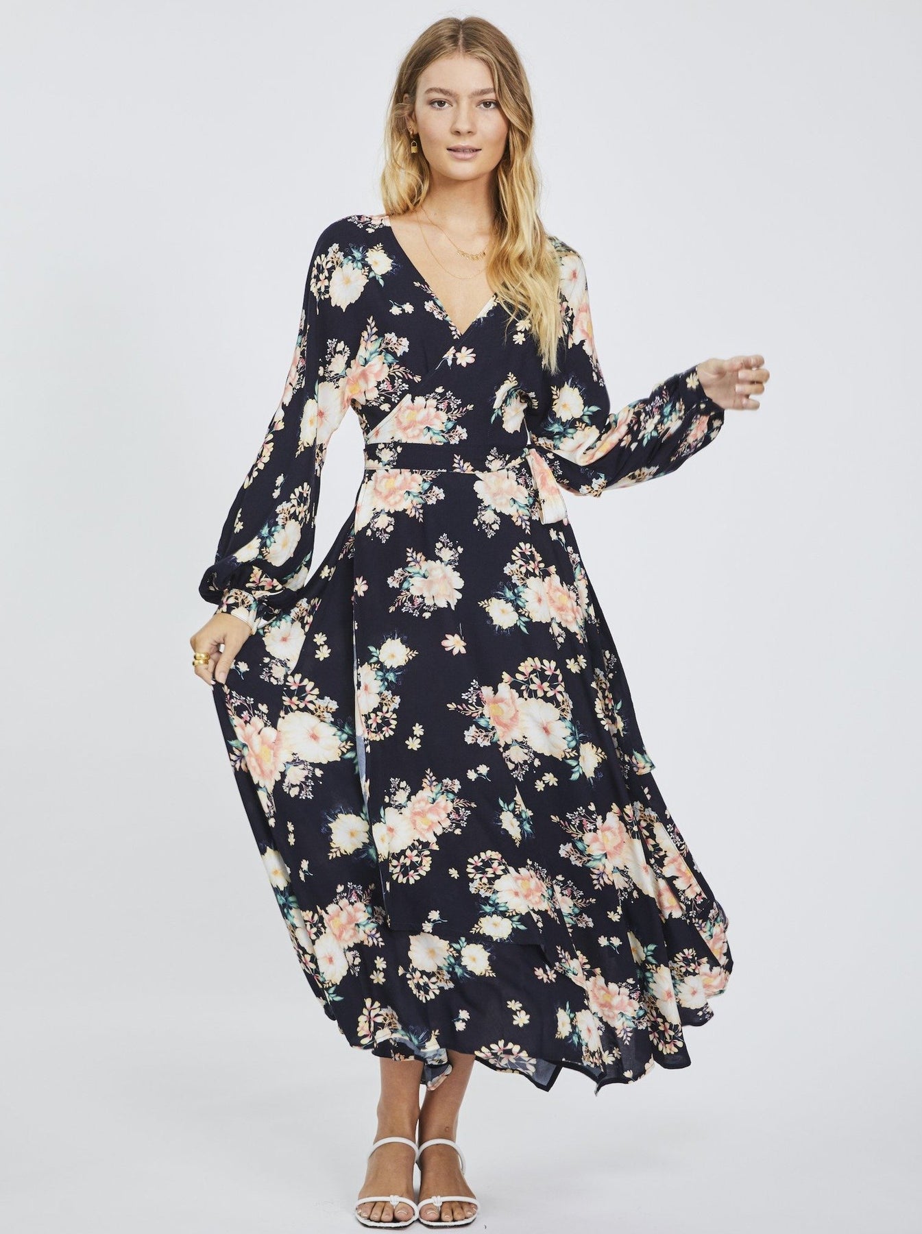 Dark Floral Wrap Maxi Dress | Hana The Label